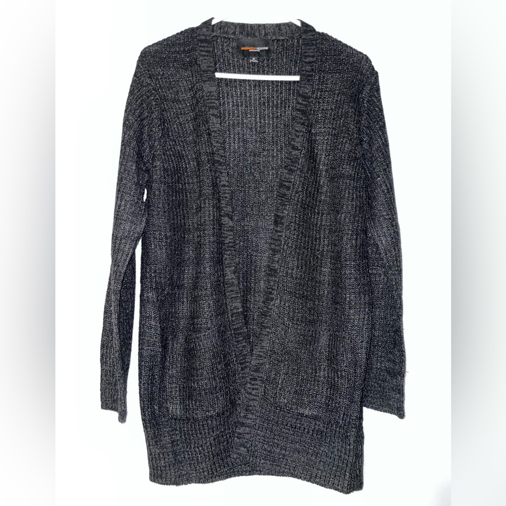 ☕️Ambiance Charcoal Tweed Open-Front Cardigan